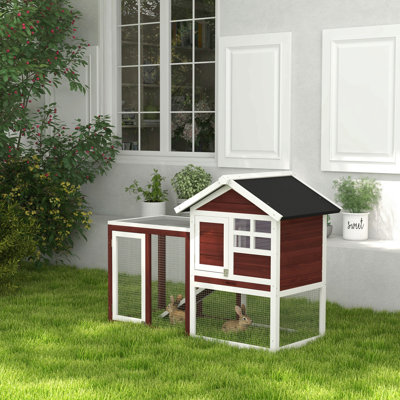 Cage à lapin en bois 48 po avec toit en asphalte imperméable Pawhut
