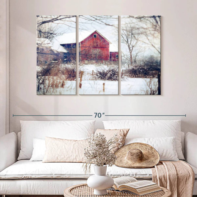 Lilie White Winter Barn, 32" H x 50" W