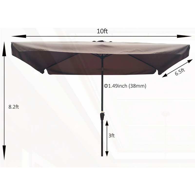 Parasol d'extérieur imperméable 10 x 6,5 pi, Chocolat
