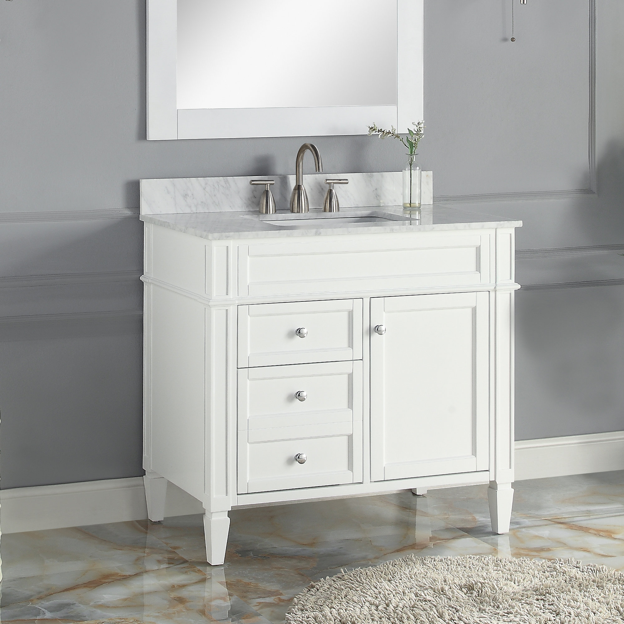 Lark Manor Alexxis 36'' Single Bathroom Vanity with Marble Top ...