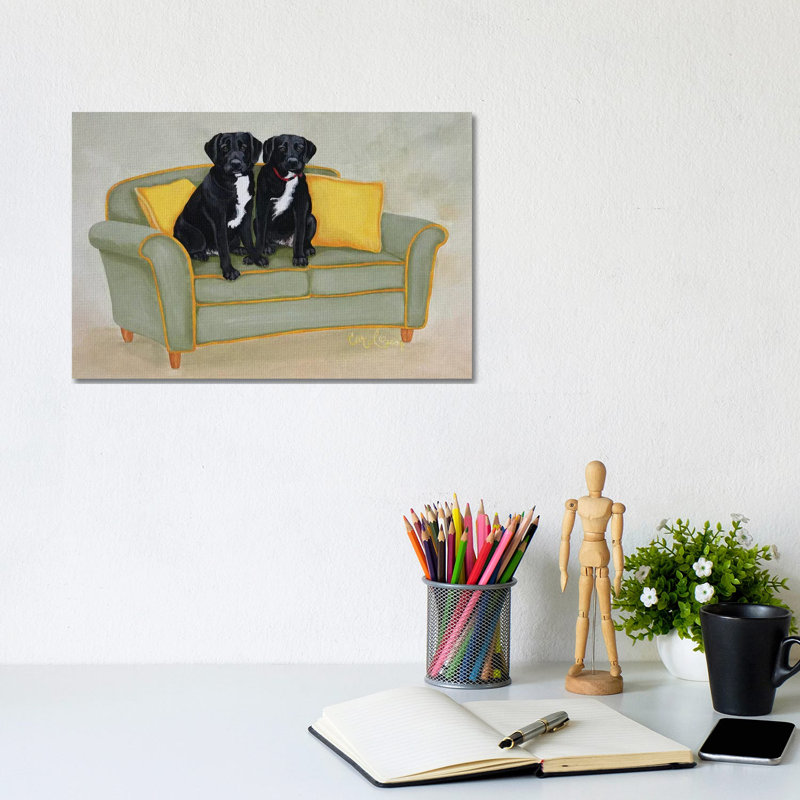 Labs On Green by Carol Dillon - Wrapped Canvas Gallery-Wrapped Canvas Giclée, 20.32 cm H x 30.48 cm W