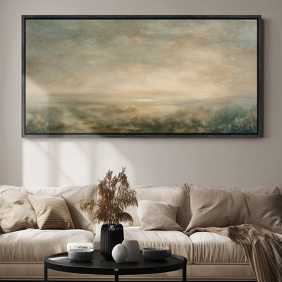 Soft Blue Grey Meadow Bedroom Print Wall Art