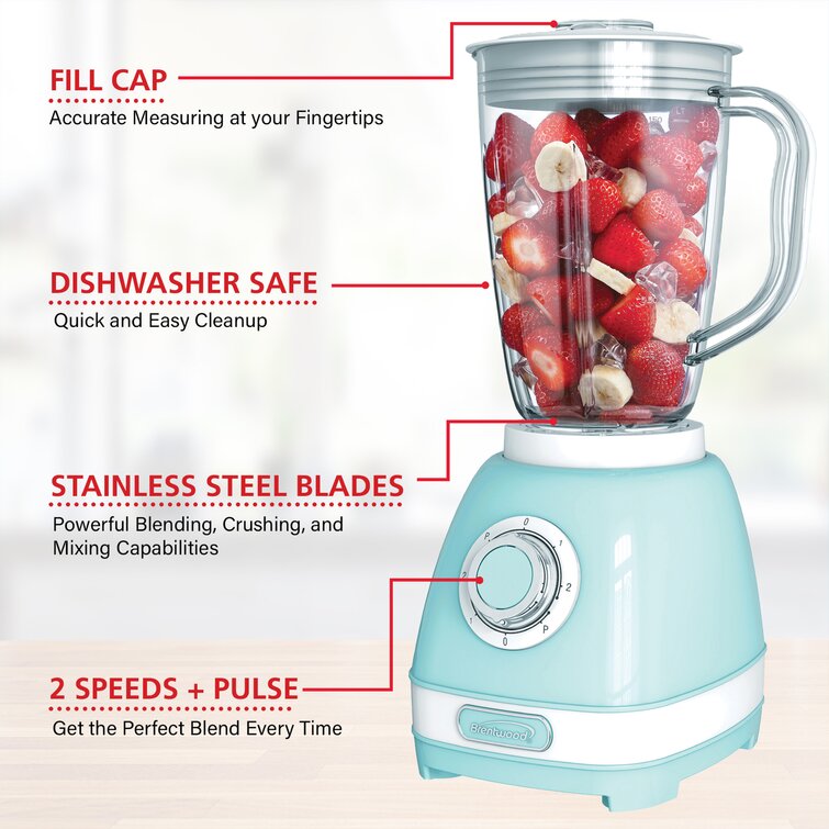 Brentwood JB-220R 12-Speed + Pulse Blender, Red - Brentwood Appliances