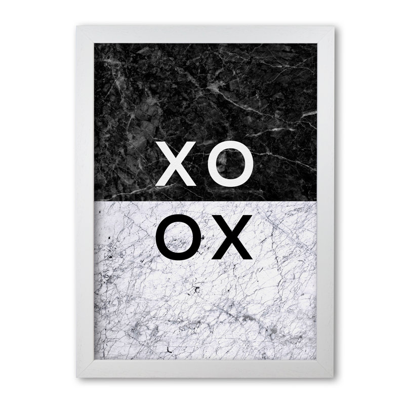 XO Hugs And Kisses - Print, 30 cm H x 21 cm W x 5 cm D, White Grain Frame