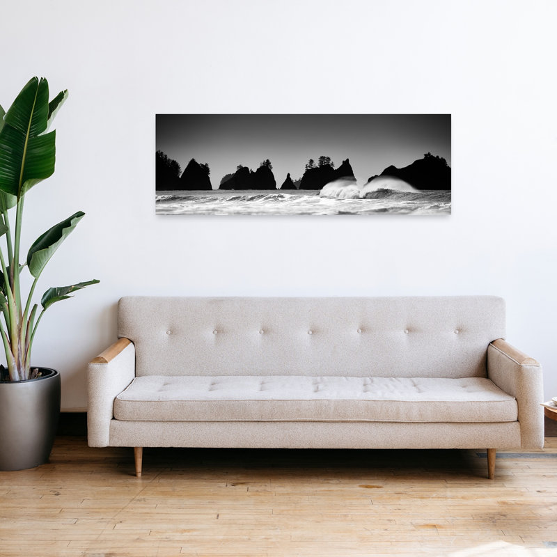 «Dramatic Coastal Silhouettes», art dramatique côtier abstrait serein, H 48 po x l 16 po