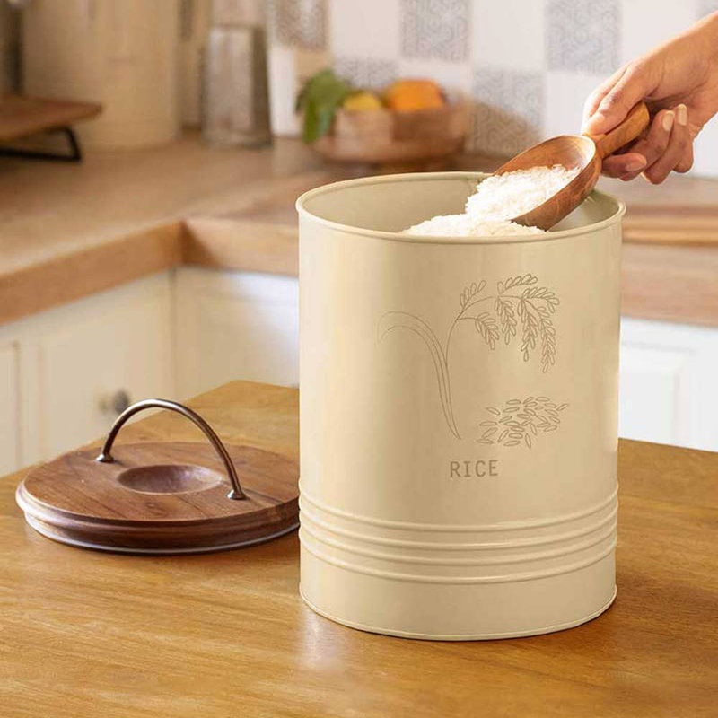 Rice Storage Barrel with Wooden Lid