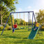 Ensemble de jeu de balançoire pour enfants à triple fonction, équipement de jeu 3-en-1 pour la cour avec balançoire à ceinture, glissade lisse et planeur double pour la pelouse de jardin