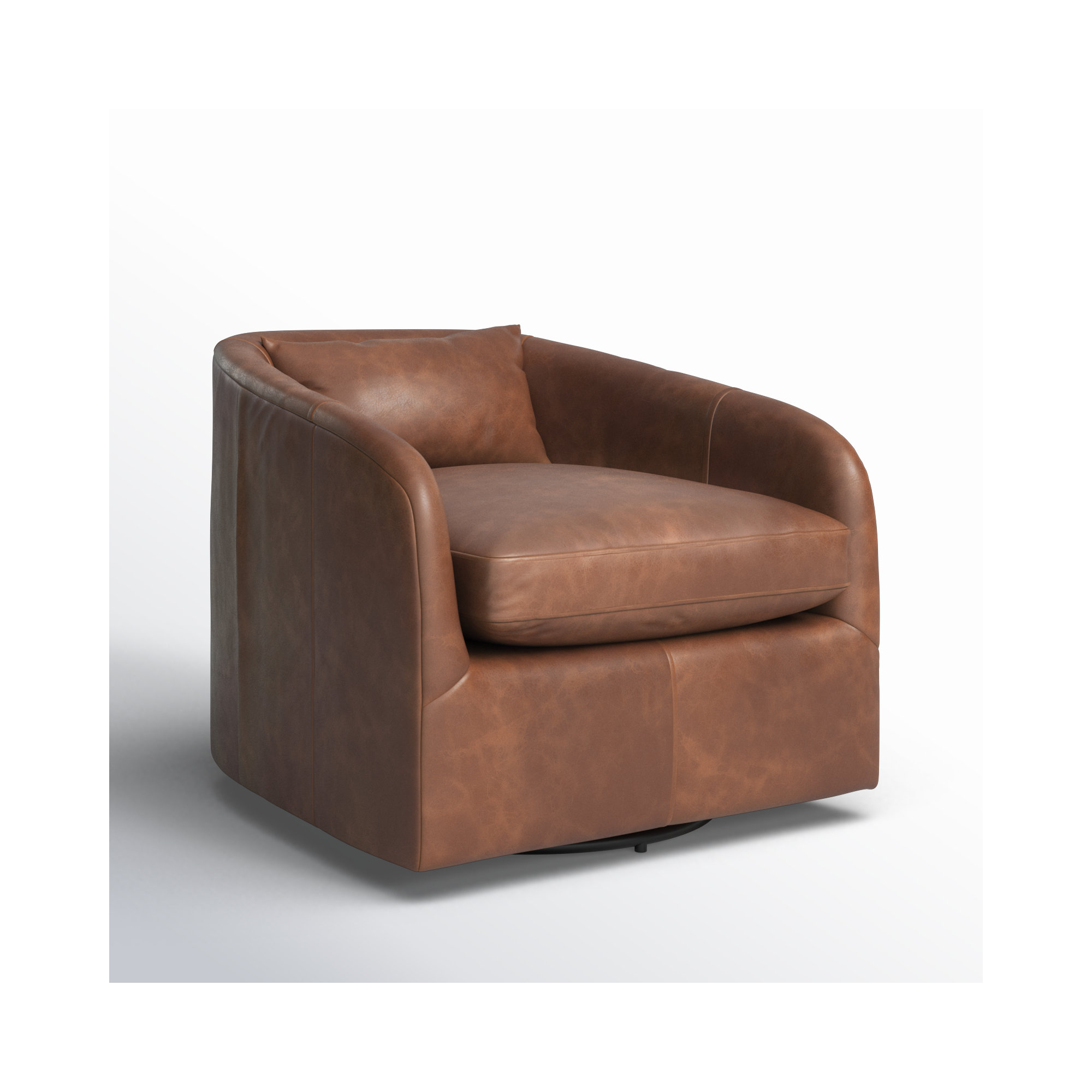 Paralimni Upholstered Swivel Armchair, Heirloom Sienna Genuine Leather