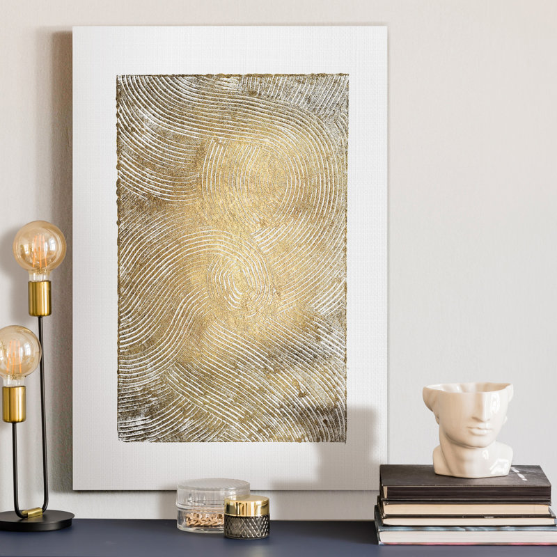 «Gold and Gray Exploration IX», reproduction d'art sur toile encadrée, H 36 po x l 24 po x P 1 po