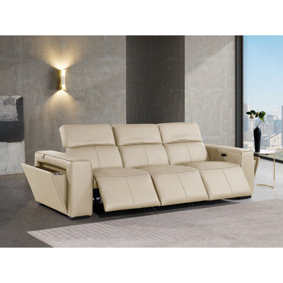 Top Grain Italian Leather Modular Power Triple Reclining Sofa With Power Headrests