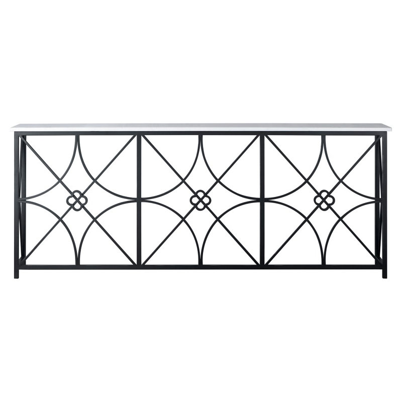 Boxwoods 84'' Console Table, Flat Black, Carrera Marble