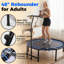 Trampoline de forme physique pliable de 48 po avec guidon réglable, rebond à l'élastique silencieux, capacité de 330 lb pour l'entraînement cardio, la gymnastique à la maison et l'exercice à l'intérieur