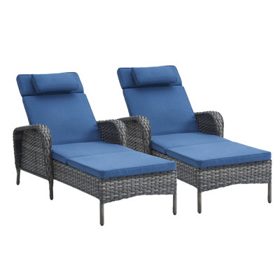 Dahlyla Outdoor Reclining Chaise Lounge Chairs with Cushions(Set of 2) by Red Barrel Studio