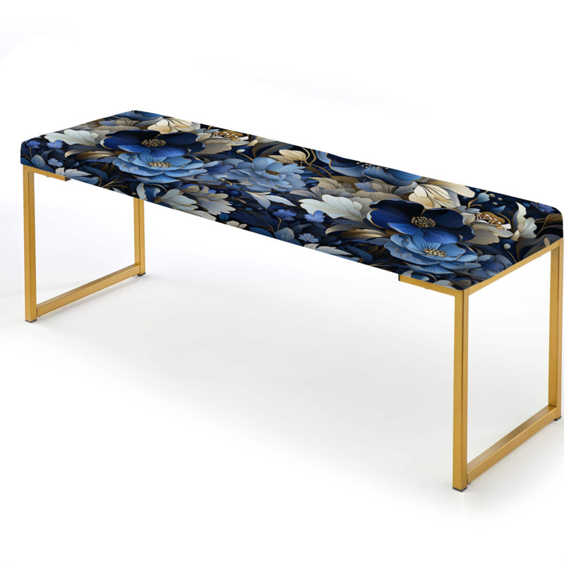 Banc floral rembourré or, White Blue Nightfall