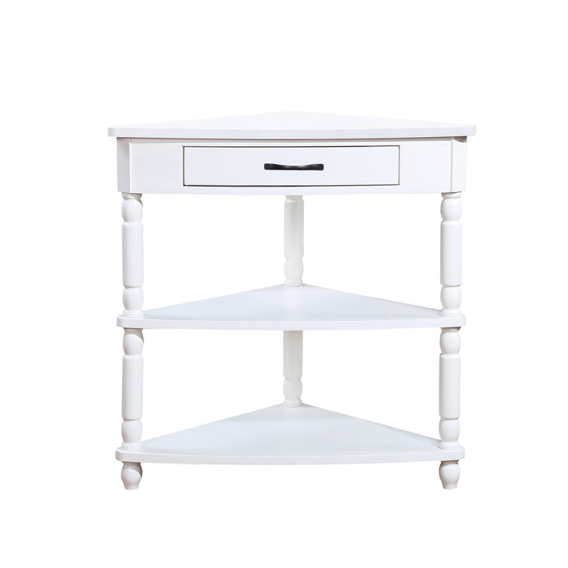 Table de coin brune 33,8 po, 3 niveaux, pieds en bois massif pour table d'étude avec pieds, gris graphite, Blanc lait