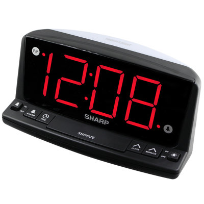 Sharp LED Digital Alarm Clock Red LED Built in Night Light Loud Beep Alarm with Snooze