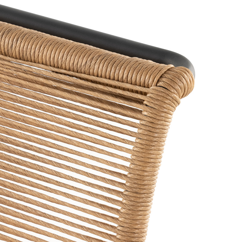 Grover Outdoor Dining Side Chair, Vintage Natural, Black