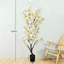 Cerisier artificiel blanc en pot de 1,5 m, fleurs en soie réalistes dans un pot noir, pour la décoration intérieure et extérieure de la maison et du bureau.