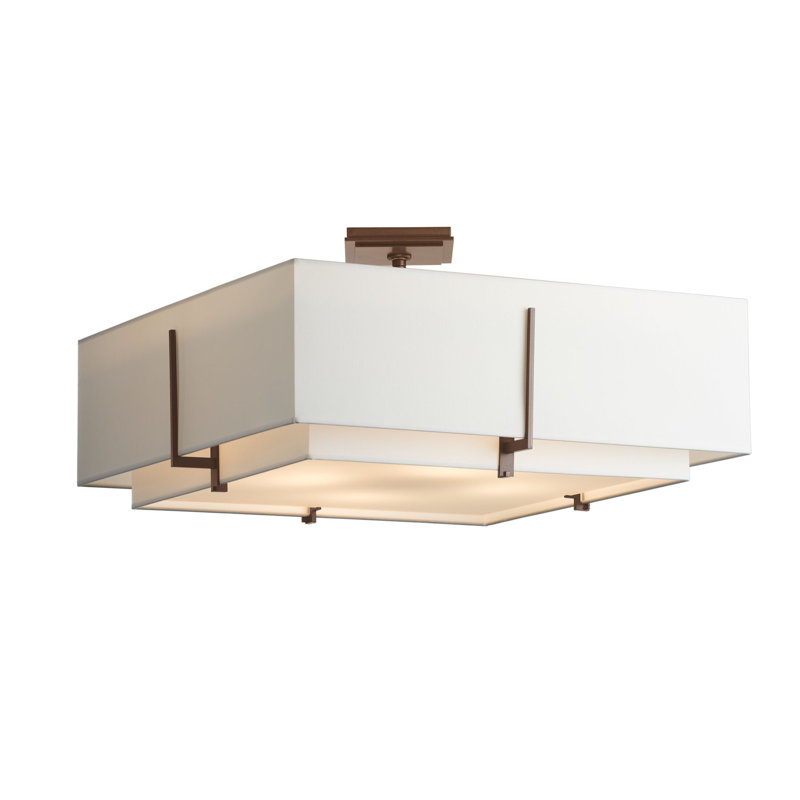 Plafonnier semi-encastré 4 lumières 24,6 po Exos, Bronze, Lin
