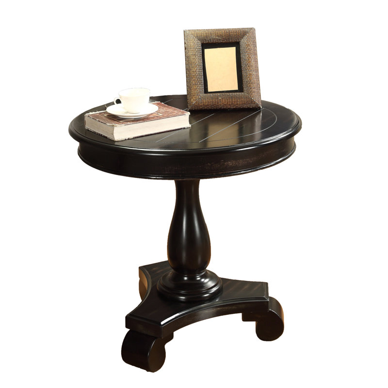 Table d'appoint ronde à piédestal en bois, Black