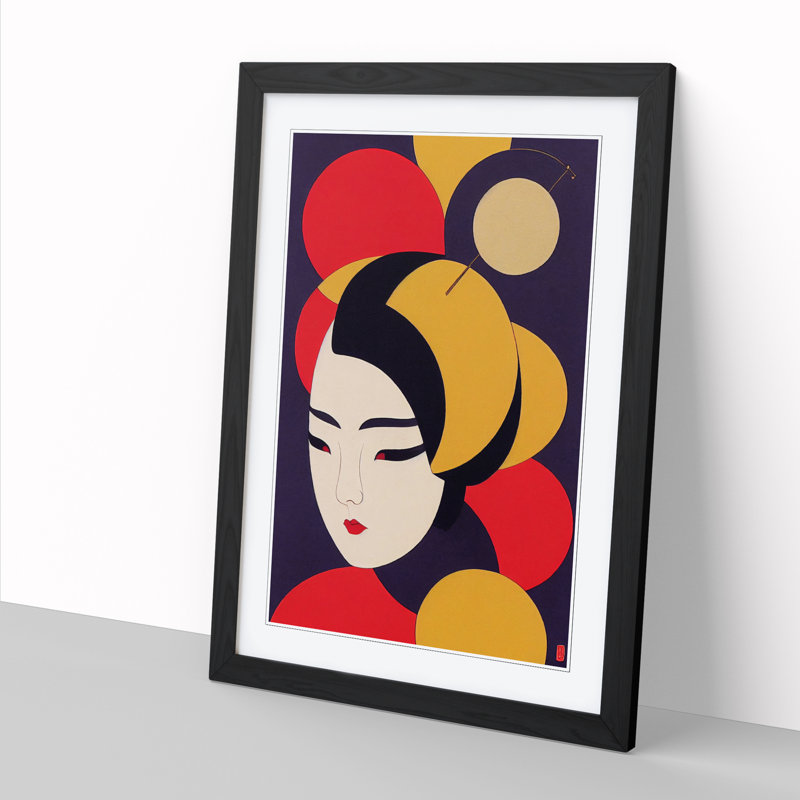 FRM-V0523-140X Asian Woman - Single Picture Frame Print, Black Framed, 64cm H x 46cm W x 2cm D