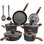 Ensemble de 12 casseroles et poêles à induction antiadhésives en granite noir