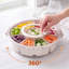 2‑Pack Rotating Round 6‑Compartment Snack Storage Container Set, White Plastic Divided Serving Tray with Locking Clear Lid, Portable Candy Nut Organizer Box for Party, Picnic, Kitchen Food Storage