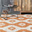 Tapis d'intérieur tissé à plat à motif géométrique réversible orange Chyanna-24432239