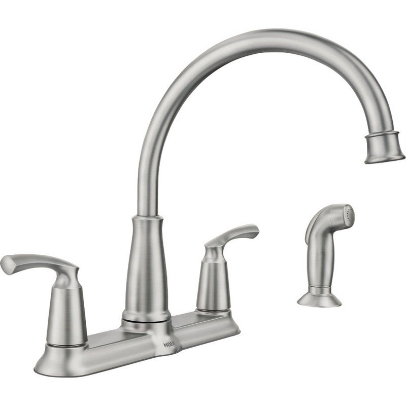 MOEN Bexley Double Handle Kitchen Faucet in Spot Resist Stainless