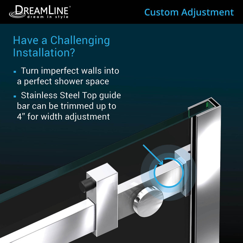 Enigma Air 60.38" W x 34.75" D x  76" H Frameless Rectangle Walk In Shower Enclosure, Brushed Stainless Steel