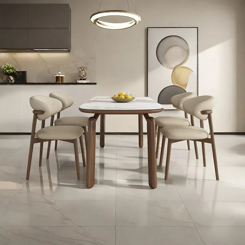 Ensemble de table de salle à manger et de chaises crème Wind Wind Rock, H 29,52 po x L 62,99 po x l 31,49 po