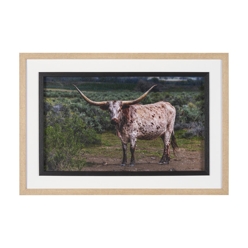 Marjanna 5 par Gary Blatter, reproduction d'art encadrée à la main avec passe-partout, Longhorn 1, 31.5L x 1.6W x 21.5H