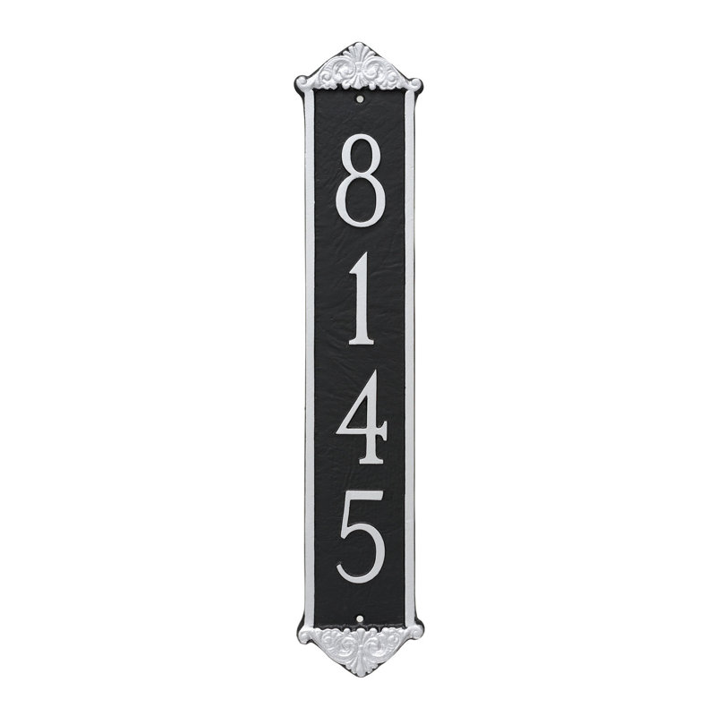 Plaque d’adresse murale sur 4 lignes, Noir/argenté, Oui