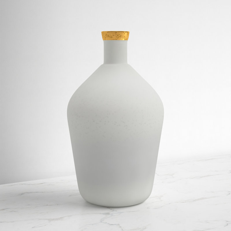 Arniyah Hand-Blown Glass Table Vase, White/Gold