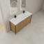 Meuble-lavabo autoportant de 60 po avec double lavabo en résine et 4 portes d'armoire à fermeture en douceur