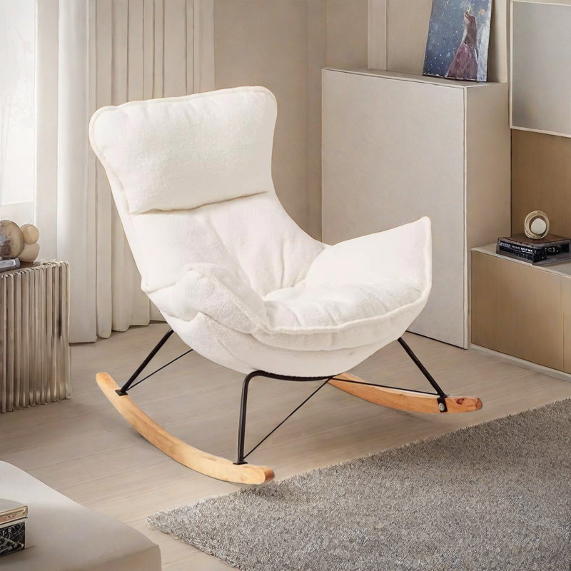 Chaise berçante simple, simple, moderne et décontractée, Blanc cassé