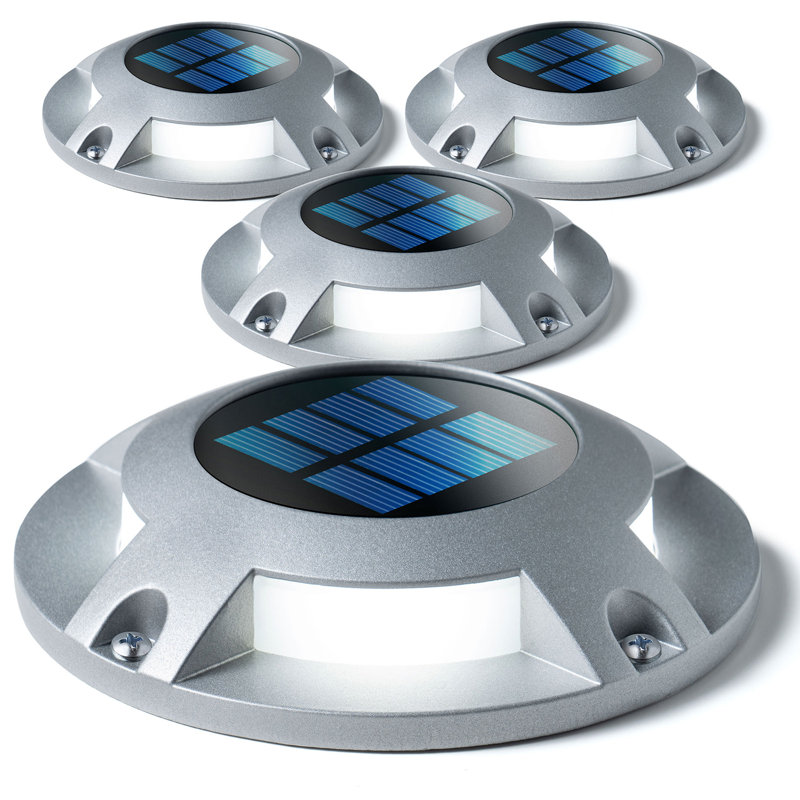 Solar Powered Integrated LED Deck Light Pack, Silver