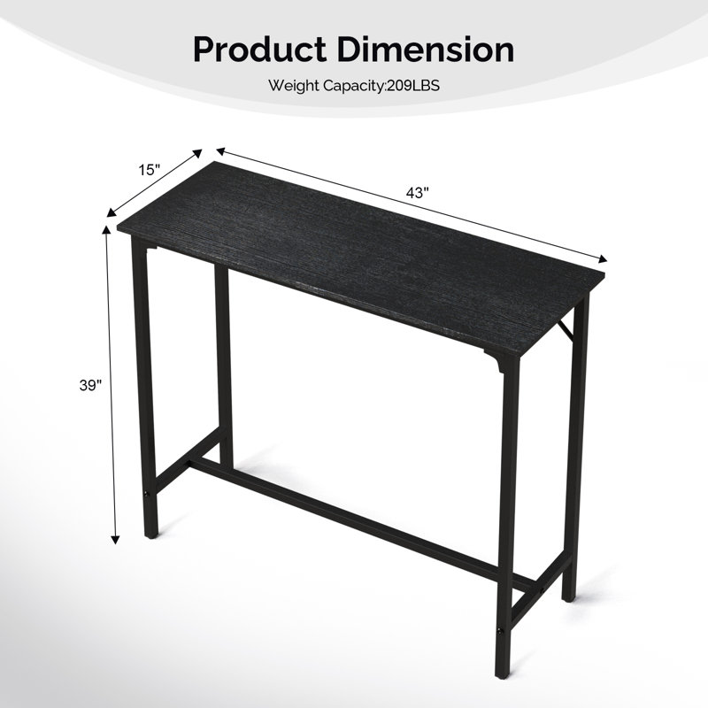 High-density Mdf & Iron Frame Bar Table - Waterproof Scratch-resistant Black Pub Table For Small Spaces