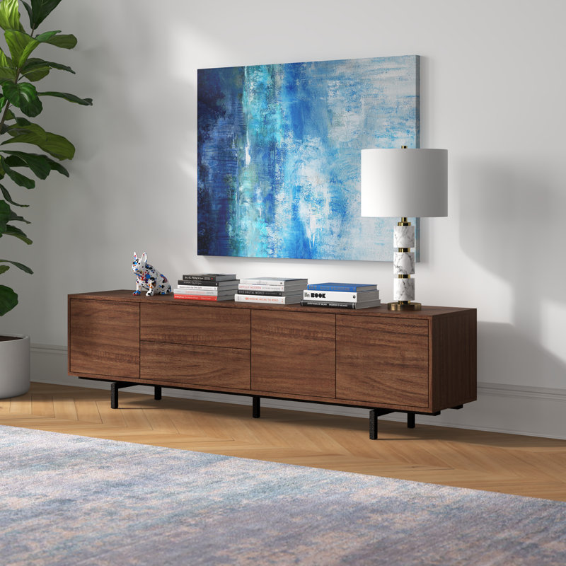Arnfinnur Unfinished TV Stand, Walnut/Black