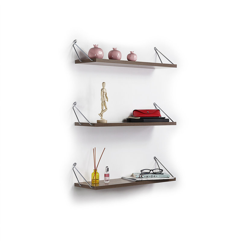 Altai Floating Wall Decor Wall Mounted Rustic Decorative Hanging Metal Bracket Triple Shelfs for Books, /, White