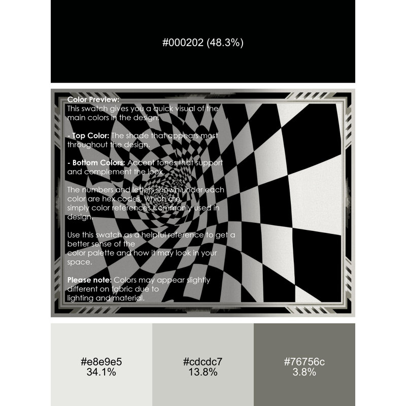 Machine Washable Paulett Art Deco Checkered Rug in Green – Black Binding, 5' Round