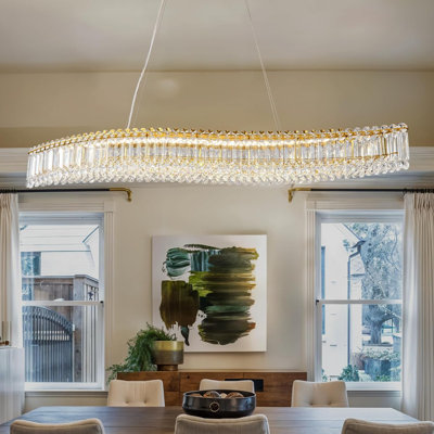 Lohan 31.5" Modern Luxury Geometric LED Crystal Kitchen Island Chandelier