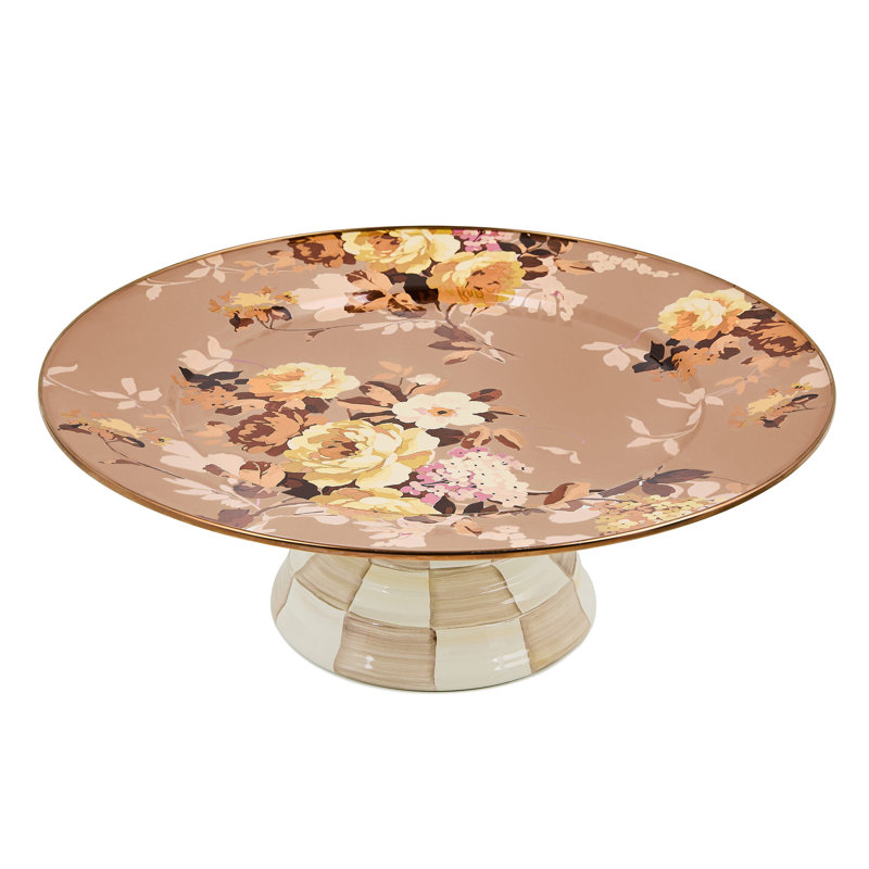 Wild Rose Large Pedestal Platter, Mauve