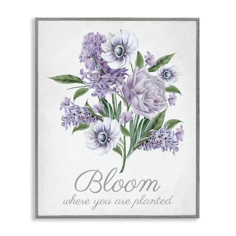 «Vintage Bloom», art de la giclée blanche encadrée par lettrage et doublure, Estampe numérique Farmhouse, H 14 po x l 11 po
