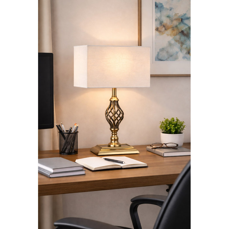Bratton 45Cm Twist Rectangle Antique Brass Table Lamp