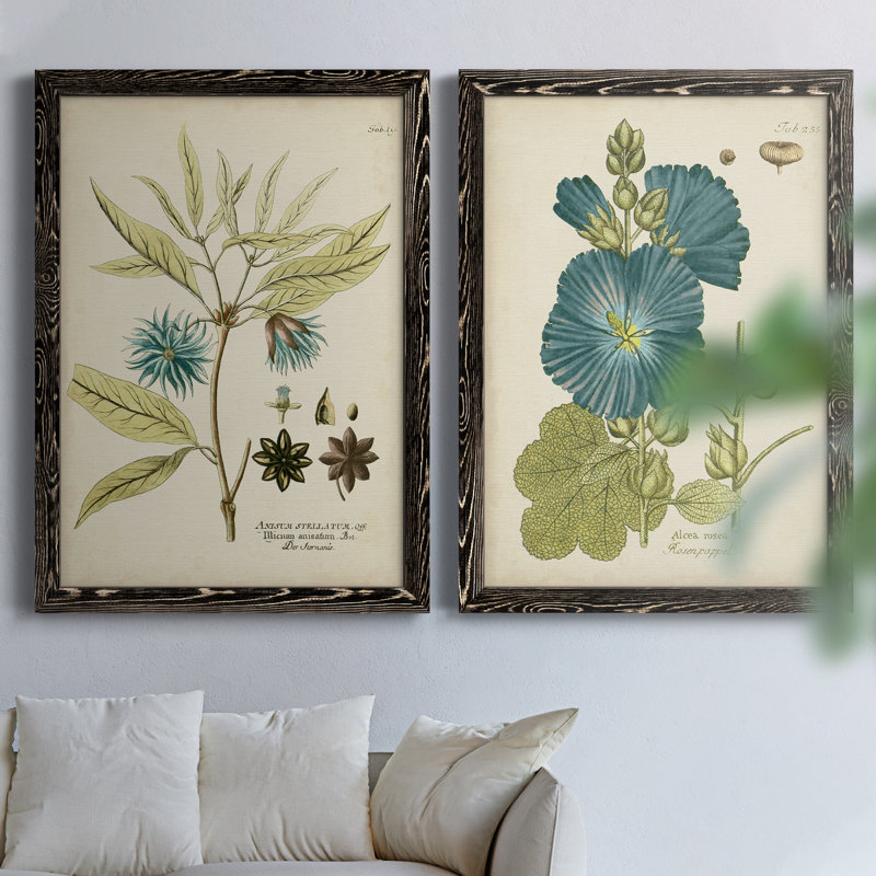 Eloquent Botanical III - Ensemble de 2 peintures encadrées, H 37,5 po x l 55 po x P 1,5 po, Toile avec cadre noir