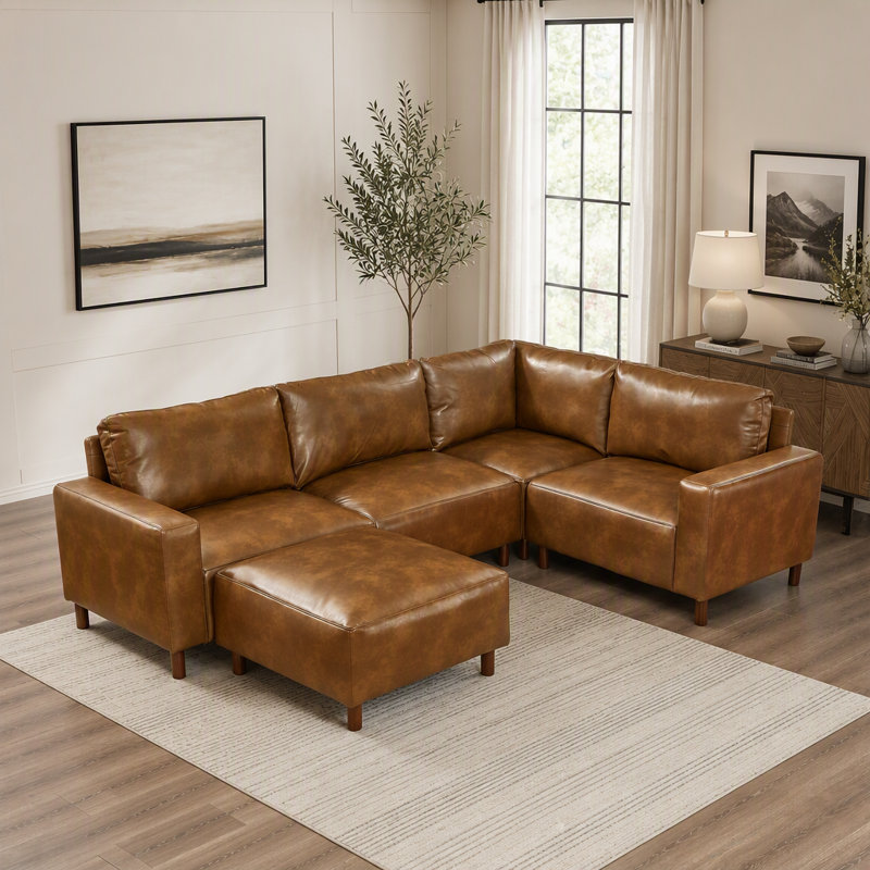 Canapé modulaire de luxe en cuir de polyuréthane de qualité moderne avec revêtement de 5 pièces