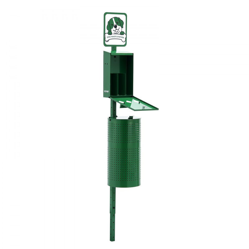 Galvanised Steel Outdoor Trash & Recycling Bin - 43.5L