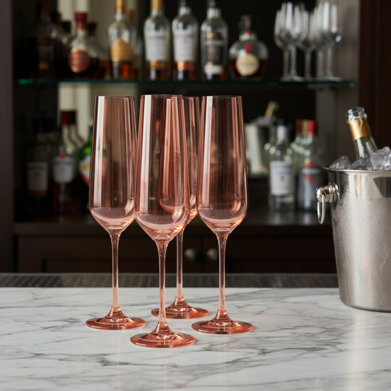 Ensemble de quatre flûtes à champagne en cristal Coral