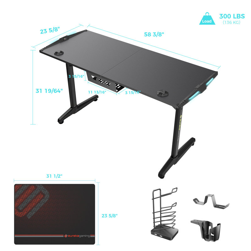 Metal Base Computer Desk with Power Outlet